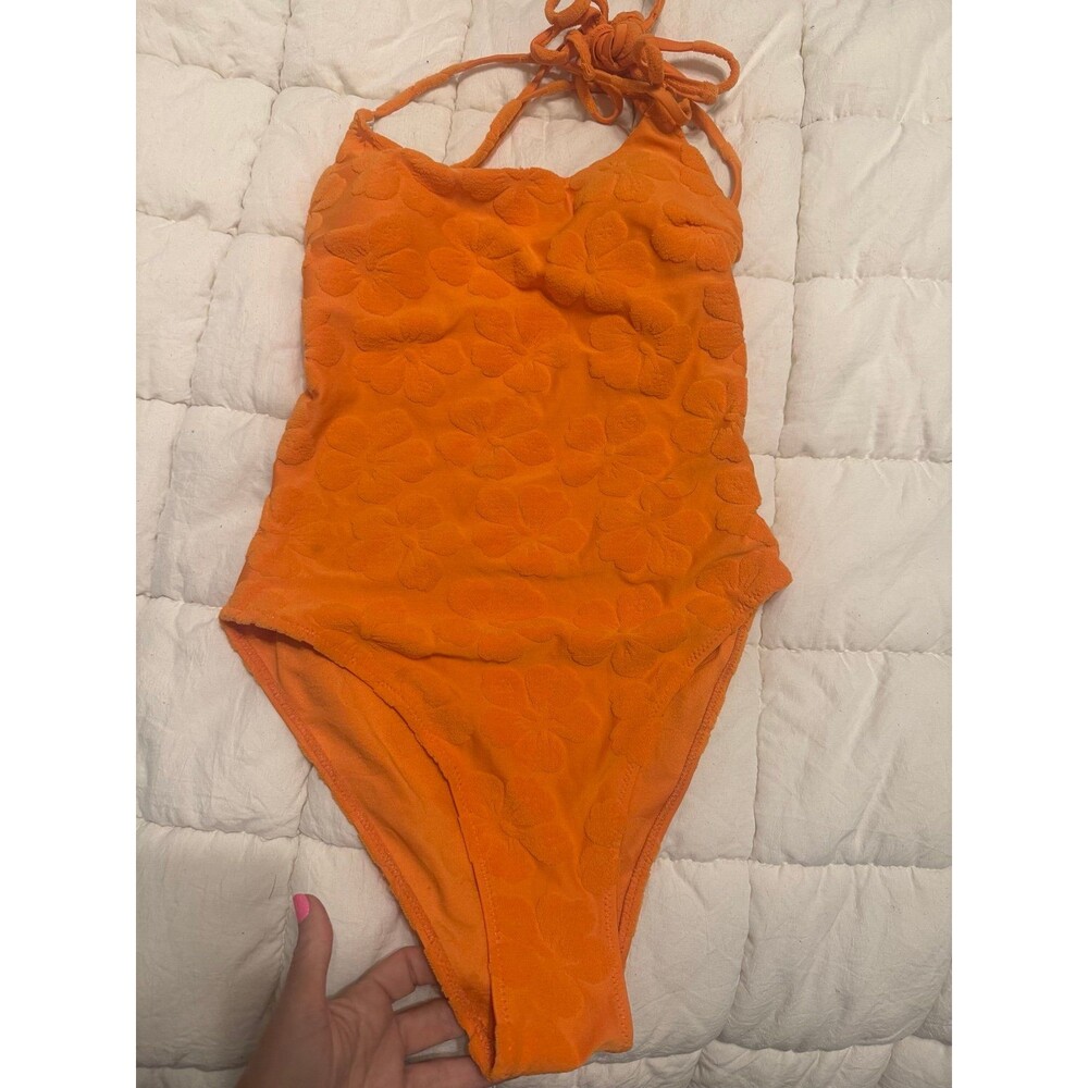 Berlook Orange Floral Swimsuit S NWOT
